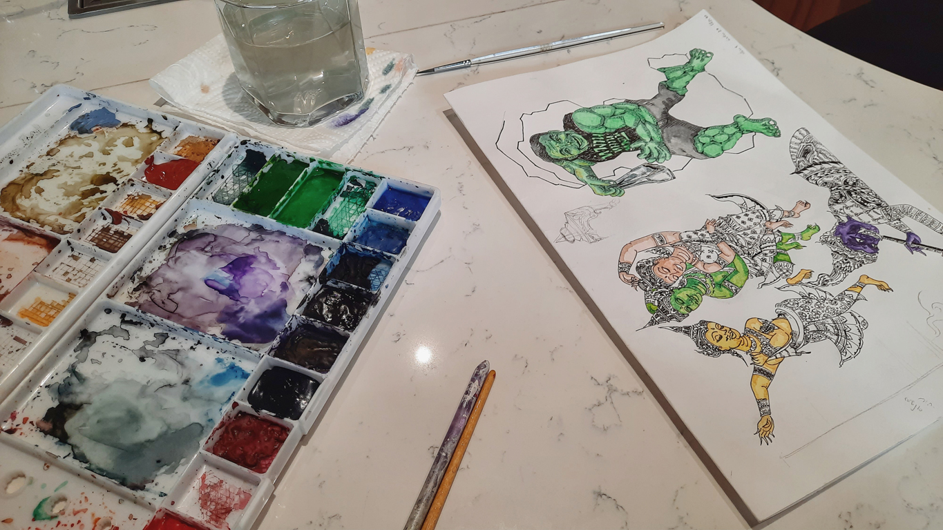 방콕에 위치한 Schizzi 카페 바리스타의 그림