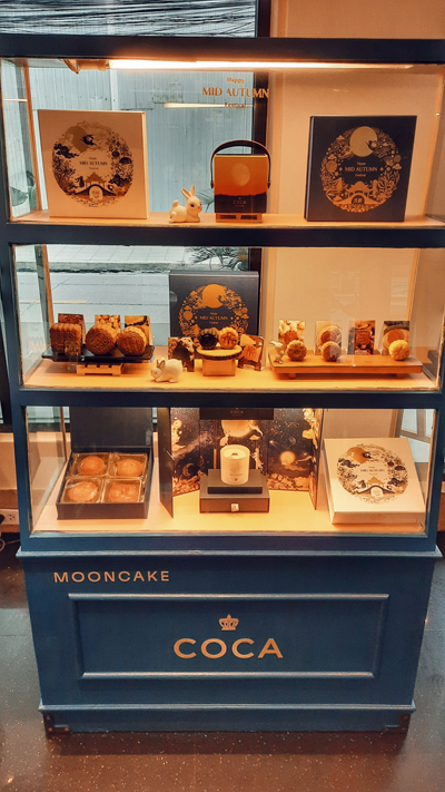 Moon cakes on display at Coca Chinese hotpot restaurant on Sukhumvit Soi 39, Bangkok