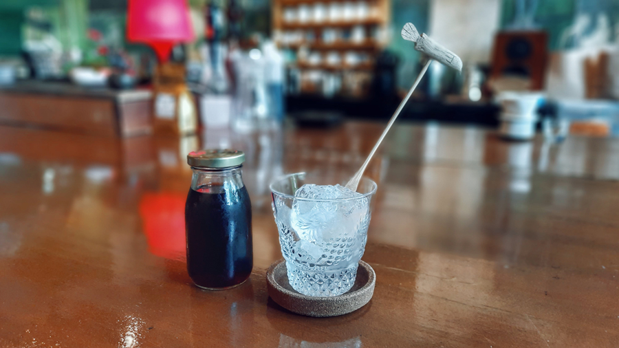 Signature cold drip coffee served at Coffeas