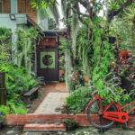 Lush garden exterior of Coffeas cafe on Ekkamai 6 alley, Bangkok